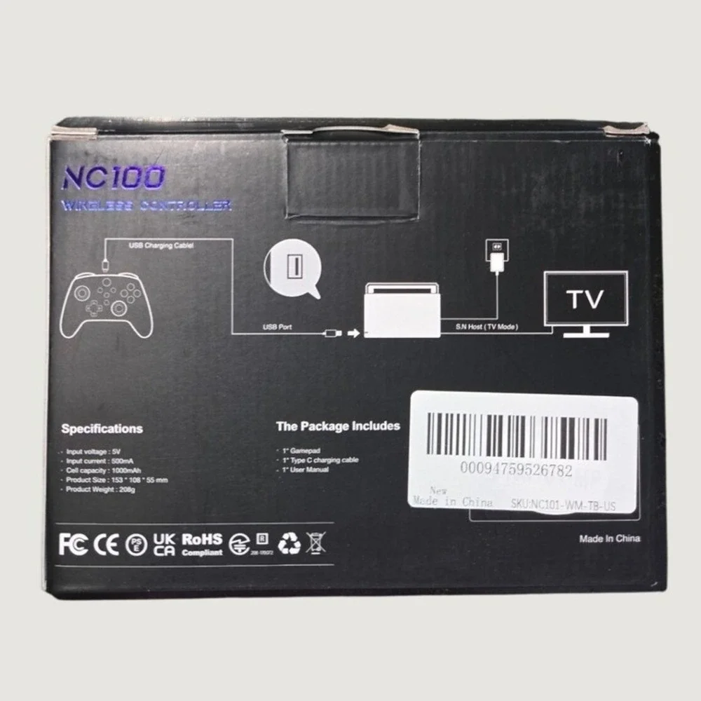 NC100 RGB Wireless Gaming Controller B01 Bluetooth Switch PC iOS Android Black